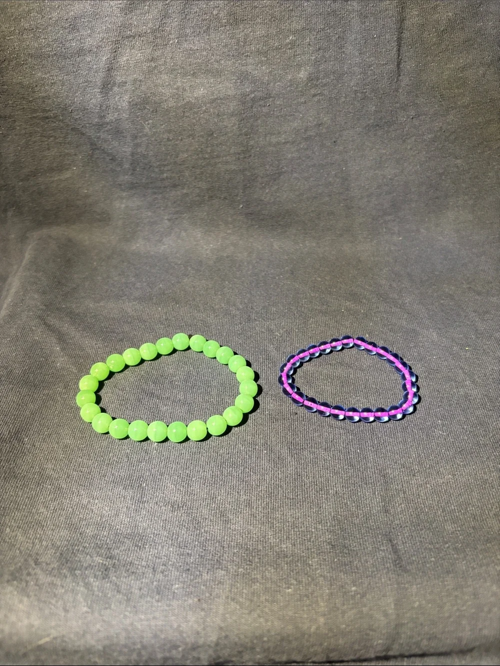 Kids Bead Bracelet Duo - Green & Purple-Pink